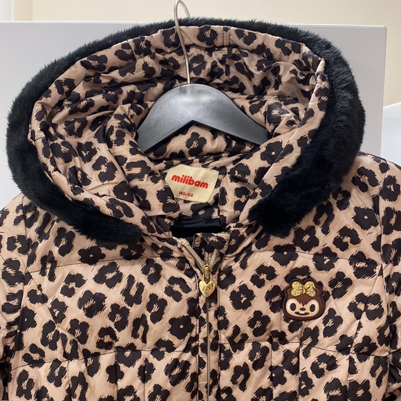 Leopard Printed Down Jacket For Girls - Picture 3 of 13